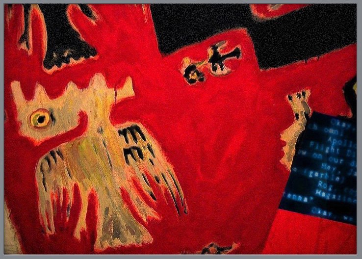 Pigmentmalerei 'REDraw I' – Malerei-Motiv: 'Late Paracas' Kultur (Poncho Peru, 300-100 v. Chr.) | Kunst von Michael Buckler