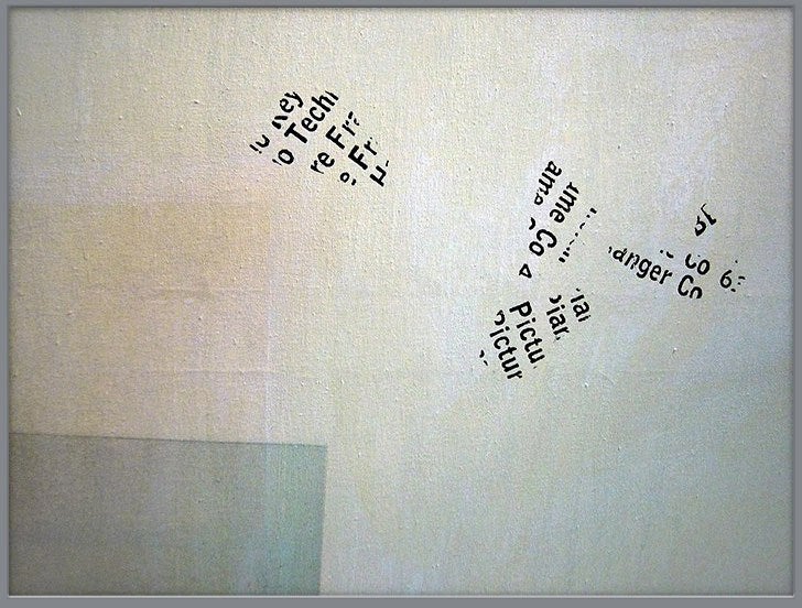 Makro-Aufnahme: Textfragmente aus Telefonbuch New York (1954) mittels Siebdruck integriert in Malerei (Gemälde 'IKAROS' 1986) | Kunst von Michael Buckler © 2020