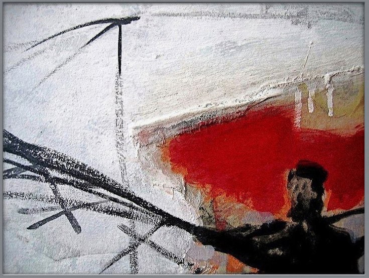 Otto Lilienthal – Vogelmensch: Pigmentmalerei auf Freskogrund und teilweise eingrundiertem Textil (Flughaut) - Kunst von Michael Buckler