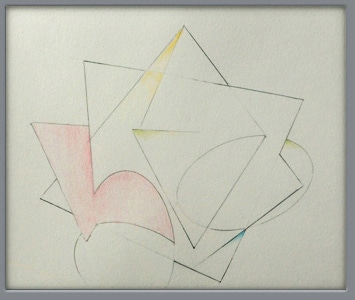 Geometrie in Bewegung: Raumzeitliche Lineaturskizze III (Bleistiftzeichnung, Pastellkreide)