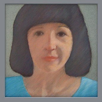 Portrait: 'HOMMAGE à RENATE', Pastell auf Karton, 30,5 x 30,5 cm